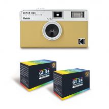 Kodak Ektar H35 - Caméra Vidéo Demi-format 35mm Réutilisable, Sans Mise Au Point, Légère, Facile À Utiliser - Sable + 2 Pellicules 35mm Couleur 24 