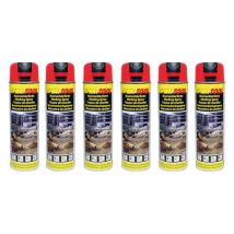 6 Bombes De Peinture - Rouge Fluo - Marquage - Repérage - Traceur De Chantier - 500ml - Dupli-color