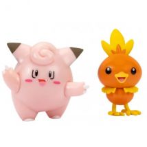 Coffret 2 Pokemon Battle Figure Melofee + Poussifeu - Pokemon - Figurine Action - Bandai - Pokemon