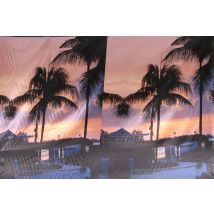 Tissu Panneau Satin Gianni Tessuti 100x150cm Playa Sur Fond Rose - Craftine