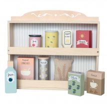 Jouet En Bois - Etagère Avec Épicerie - Jabadabado