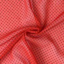 Tissu Mousseline Texturé Mini Pois Sur Fond Rouge - Craftine