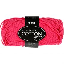 Pelote De Fil De Coton, Dim. 8/8, L : 80-85 M, Dim. Maxi, Rose, 50 Gr/ 1 Boule - CC Hobby