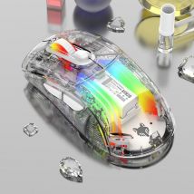 Souris Gaming Rgb Transparente 2400dpi Sans Fil Et Filaire Ultra Silencieuse Blanc Yonis - Yonis