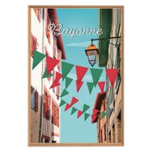 Tableau Mural Encadré Illustration Bayonne 65x97 Cm - Ceanothe