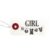 Etiquettes Blanches + Tampon Bois Girl - Artemio