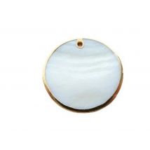 Pendentif Rond En Nacre Et Laiton Doré - 30mm