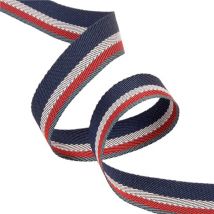 Bobine 25m Sergé À Rayures / Stripes Marine 15mm - Stephanoise