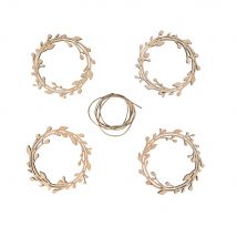 Déco Bois Couronnes, Fsc Mixcredit, Ø8cm , Nature, + Cordon, 4 Pièces - Rayher