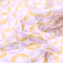 Tissu Jersey Coton Bio Rosaces De Feuilles Sur Fond Blanc - Au Mètre - Craftine