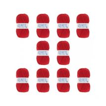 Lot De 10 Pelotes Azurite Rouge - 100% Acrylique - 50g/140m - Distrifil