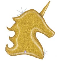 Ballon Géant Licorne Or Pailleté (97 Cm) - Grabo