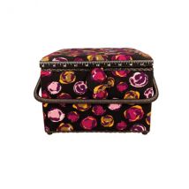 Boîte À Couture 26x26x19cm Bulles Fuchsia Fonds Noir - MyMercerie