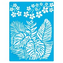 Pochoir Plastique Souple Réutilisable 18,5 X 14,5 Cm Fabrika Decoru Fleur Feuillage Tropique 394 - FABRIKA DECORU