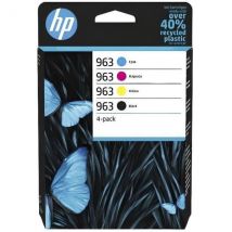 Hp 963 Pack De 4 Cartouches D'Encre Noire, Cyan, Jaune Et Magenta Authentiques (6zc70ae) Pour Hp Officejet Pro 9010 / 9020 Serie