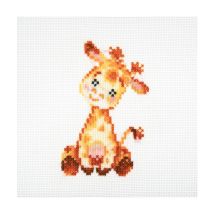 Mini Kit Point De Croix Girafe - 13 X 13 Cm - Trimits Multicolore