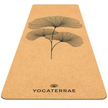 Tapis De Yoga Antidérapant Liège-caoutchouc Naturel Ginkgos Biloba 183x66x0,5cm + Sangle Transport - YOGATERRAE