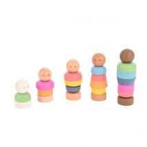 Ensemble De Personnage Modulable En Bois Arc-en-ciel 25 Pieces - TickiT