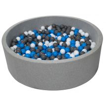 Piscine À Balles Pour Enfant, Diamètre Env.125 Cm + 900 Balles Blanc, Bleu, Gris - Velinda