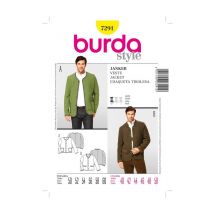 Patron Burda 7291 Veste À Boutons Taille N°fr 50-60