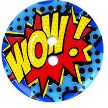 Lot De 6 Boutons Écusson 28mm Wow - MyMercerie