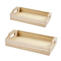 2 Plateaux En Bois À Décorer 30 X 17 X 5 Cm - Creotime