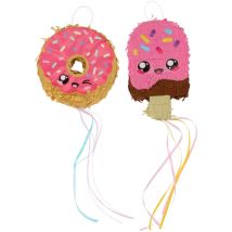 2 Mini-pull Pinatas Donut & Glace Kawaii Party - RIETHMULLER