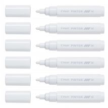 Lot De 6 Marqueurs À Pigment Pintor Pointe Moyenne Blanc Pilot - Pilot
