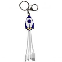 Yello Koko Câble 3 En 1 Andy Usb-c/micro-usb/lightning Vers Usb-a 3a Fusée Format Porte-clé Blanc / Bleu - Yello Koko