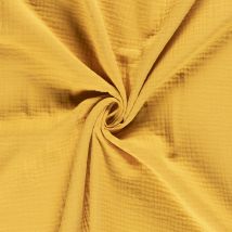 Tissu Triple Gaze De Coton Jaune Moutarde - Craftine