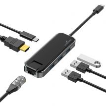 Hub 3xusb A 2.0 + Hdmi + Usb C + Ethernet Rj45 - Bluestork