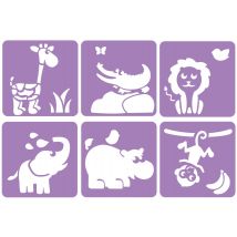 Pochoir Pour Enfant Dans La Savane 14x14 Cm 6 Pièces - Sodertex