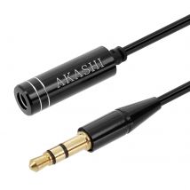 Câble Audio Jack 3.5mm Mâle-femelle Auxiliaire Universel Longueur 1m Akashi Noir