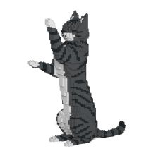 Chat Tigré Gris Foncé Debout | Jekca | 14 Ans Et + - Jekca