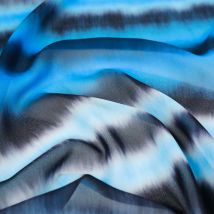 Tissu Mousseline Rayé Bleu Sur Fond Noir - Au Mètre - Craftine