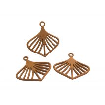 4 Breloques Forme Feuille 23*22mm Marron
