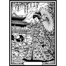 Tableau Velours A Colorier Geisha Sericolor
