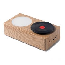 Enceinte Bluetooth Rétro De Bureau Sans Fil Avec Disque Vinyle Rotatif Et Lumière Nuit Beige Yonis - Yonis