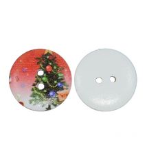 10 Boutons Bois Rouge Motif Sapin De Noël Rond 20 Mm 2 Trous - Création Couture Diy - La boutique de Karine
