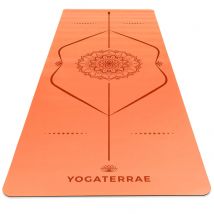 Tapis De Yoga Orange Antidérapant Pu-caoutchouc Naturel Éco-responsable Mandala Premium 183x68x0,4cm - YOGATERRAE