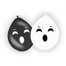 8 Ballons Fantômes Rigolos Noir/blanc - Sloli