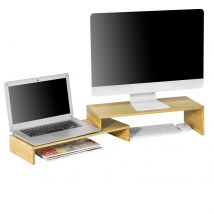 Sobuy Bbf07-n Design Support De Moniteur Réglable, Réhausseur D'Écran Ergonomique, Pour 2 Écrans D'Ordinateur Univer - Sobuy