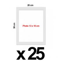 Lot De 25 Passe Partout Pour Cadre 20 X 30 Cm Ext - 13 X 18 Cm Int - Blanc - Aedes
