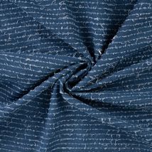 Tissu Jean Coton Rayures Déchirées Bleu Foncé - Craftine