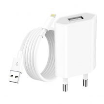 Avizar Chargeur Secteur Usb Pour Iphone 1a 5w Avec Câble Usb-a Vers Lightning 1m Blanc