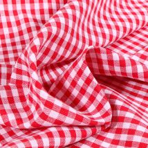 Tissu Rayures Petits Carreaux 5 Mm Rouge - Craftine
