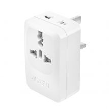 Akashi Adaptateur De Voyage Royaume-uni Avec Usb Et Usb C 15w Blanc