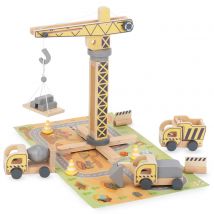 Jeux Imitation Chantier En Bois Enfant +3ans - Matériaux De Construction, Grande Grue - Mamabrum