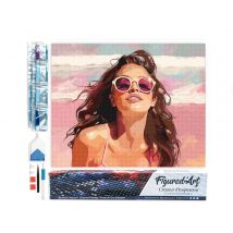 Diamond Painting Broderie Diamant Figured’art 40x50cm Toile Entière Roulée Avec Diamants Carrés - Joie En Bord De Mer - Figured'Art