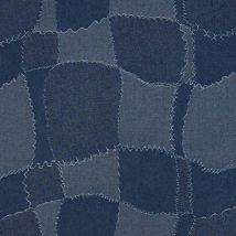 Tissu Jeans Jacquard Motif Patchwork Bleu Jean - Au Mètre - Craftine